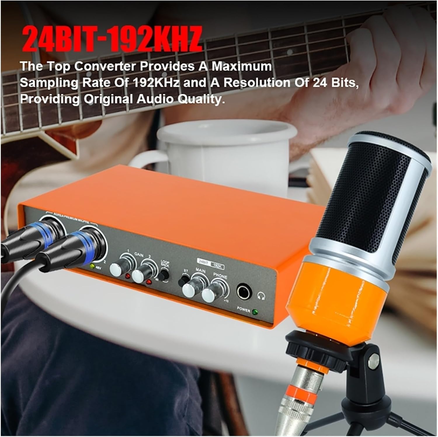 Sound Card Kit Microphone Audio Interface Recording Sound Card Electric Guitar Mixer Professional Mix Console Studio Site Studio Setup for Recording Music