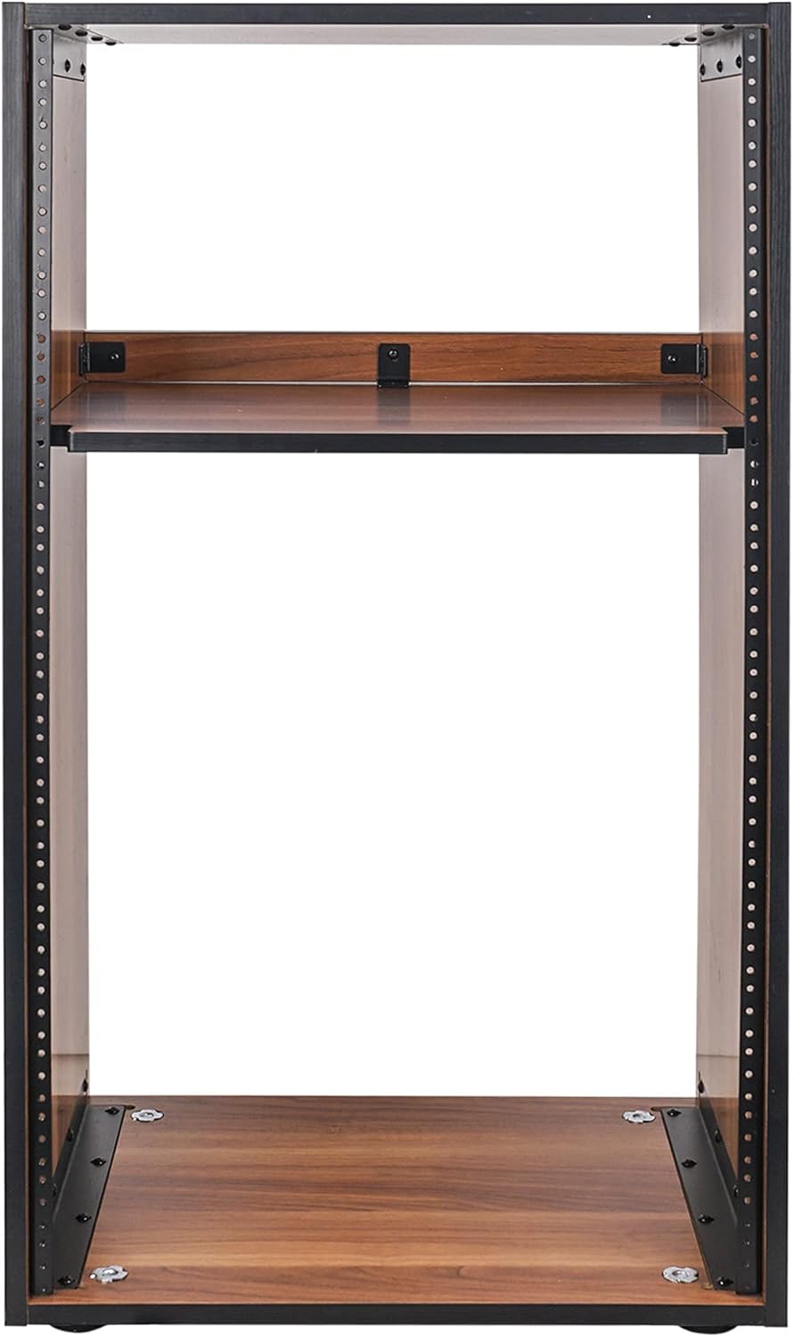 Sound Town DIY 20U Studio Rack with Furniture Grade Walnut Laminate, Rubber Feet, Casters (SDRK-20WN)