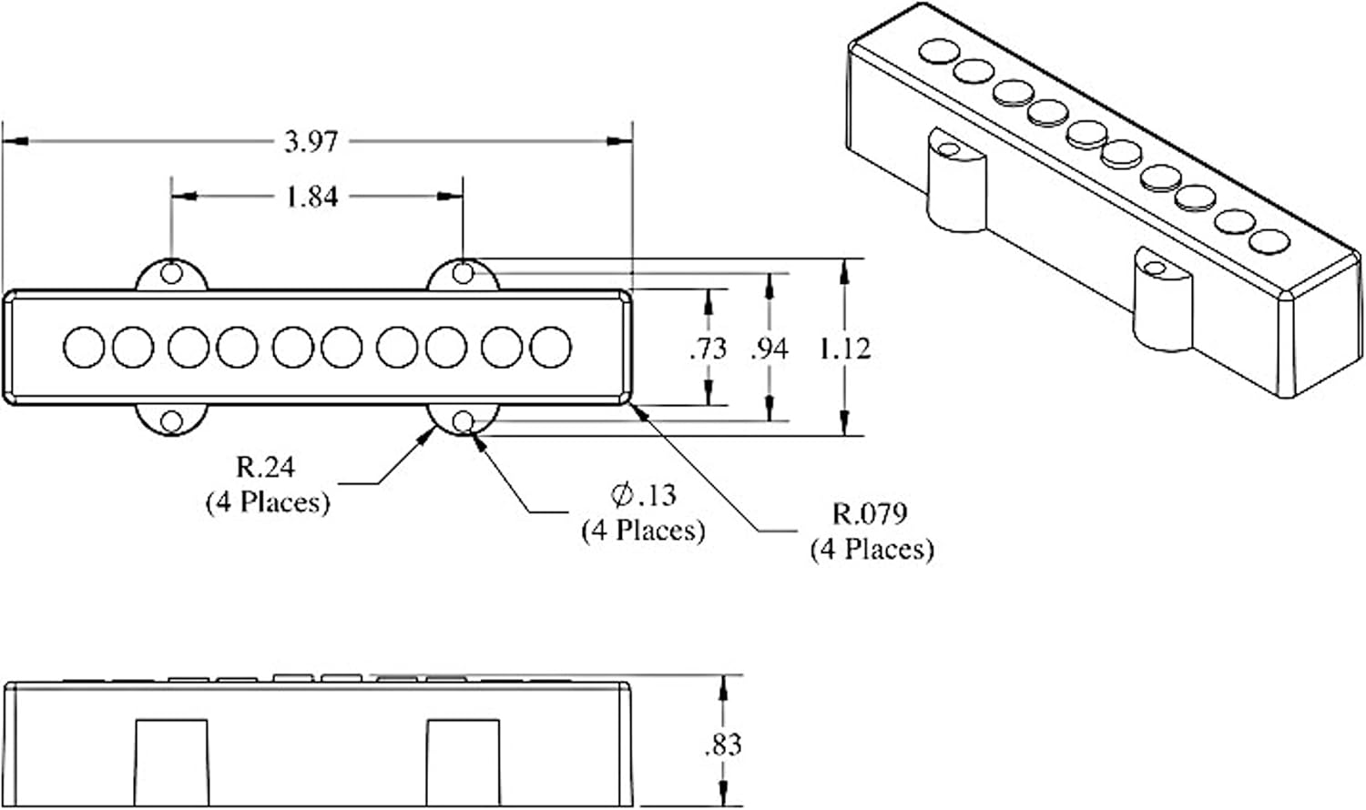 Seymour Duncan SJ5-3 5 String Quarter Pound Jazz Bass Single Coil Pickup - neck
