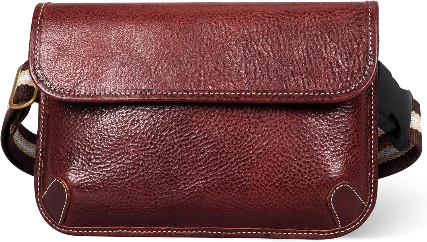 Gexmil Leather Cross Body Waist Bag for Women Men, Full Grain Leather, Magnetic Closure, Adjustable Strap,Hand-made Messenger Shoulder Satchel for Work Travel Daily Use