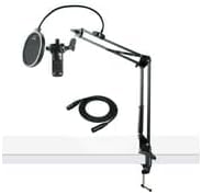 Audio Technica AT2035 Microphone with Knox Gear Pop Filter, Boom Arm and XLR Cable Bundle (4 Items)