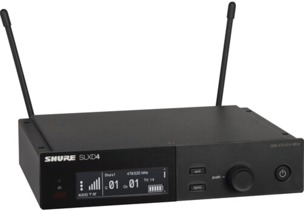 Shure SLXD14 Digital Wireless System for Guitar and Bass - Includes SLXD1 Bodypack Transmitter with WA305 Instrument Cable & SLXD4 Single Channel Rack Mount Receiver | G58 Band (SLXD14-G58)