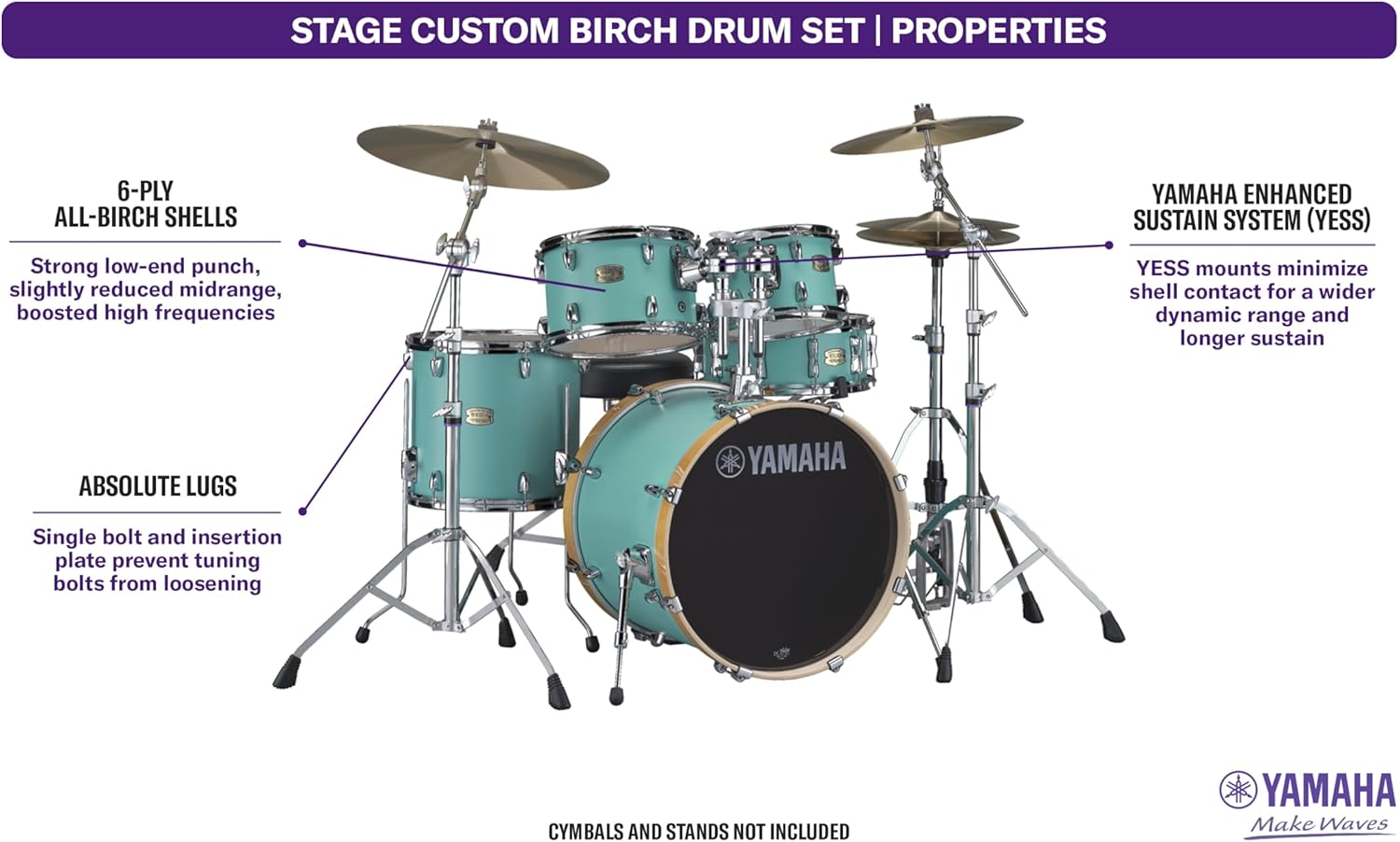 Yamaha Stage Custom Birch 5pc Drum Shell Pack With a 20