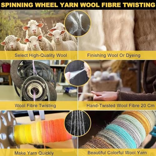 Smart Electric Spinning Wheel - 120g Yarn Spinner Machine with Foot Switch, 3 Spools, 12V Drum Carder, Adjustable Speed & Forward/Reverse Switch for Easy Yarn Crafting