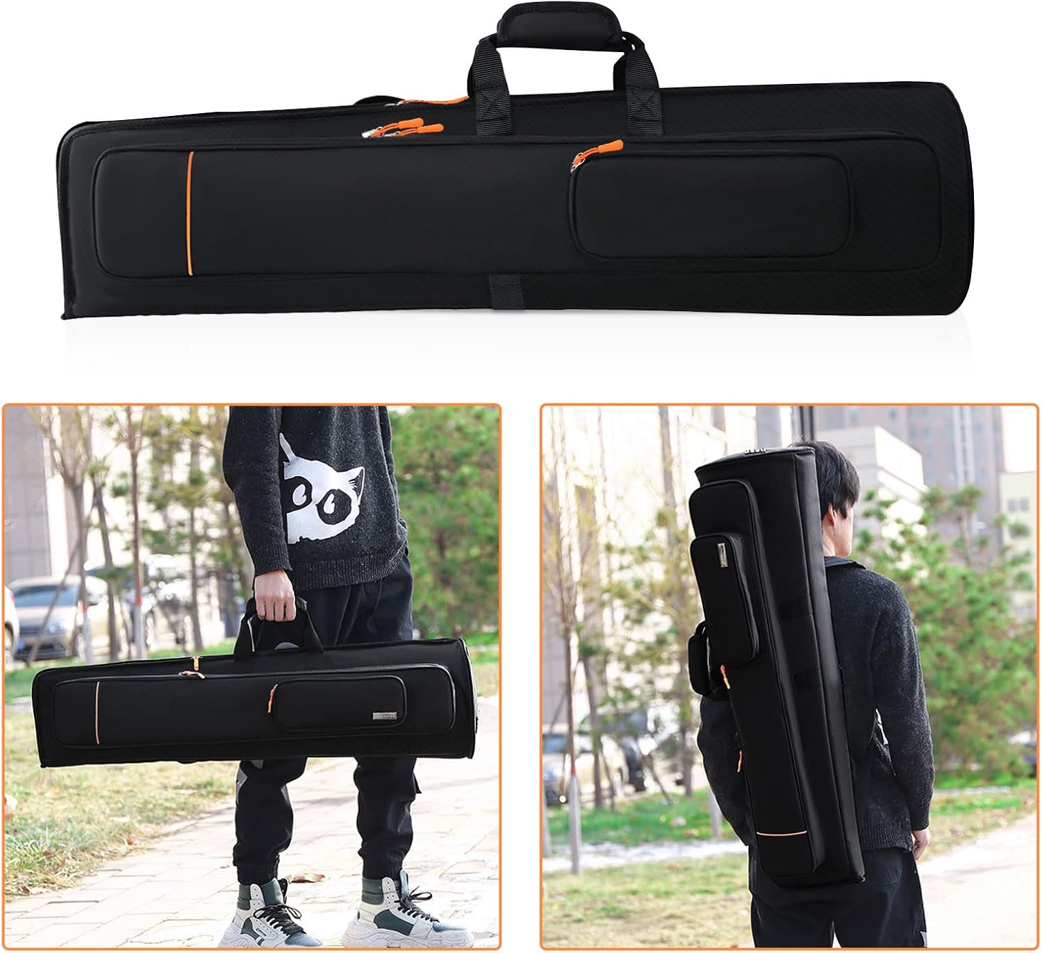 Trombone Case Gig Bag - Tenor Bass Trombone Protect Backpack Carry Bag - Water-proof Oxford Cloth 16mm Cotton Padded Trombone Accessories(36in)