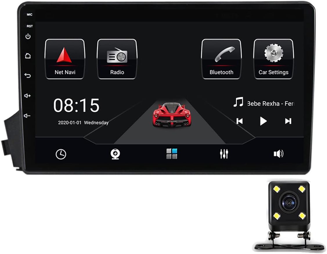 Double Din Car Stereo Radio with Carplay & Android Auto, 9In Touch Screen Bluetooth MP5 Player for SsangYong Actyon C100 2005-2011 with Backup Camera, USB, SWC, FM Audio Receiver