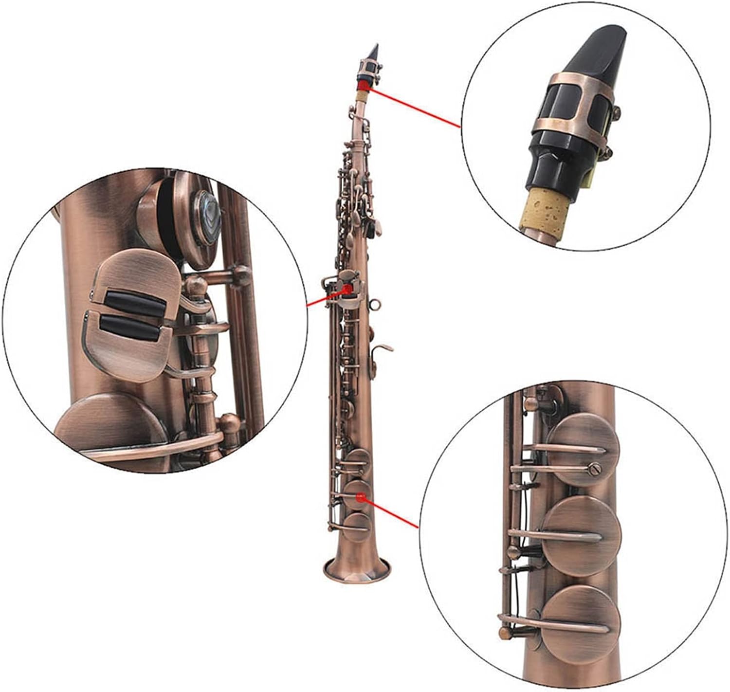 Saxophone Bb Copper Woodwind Musical Instrument with Case Beginner Saxophone