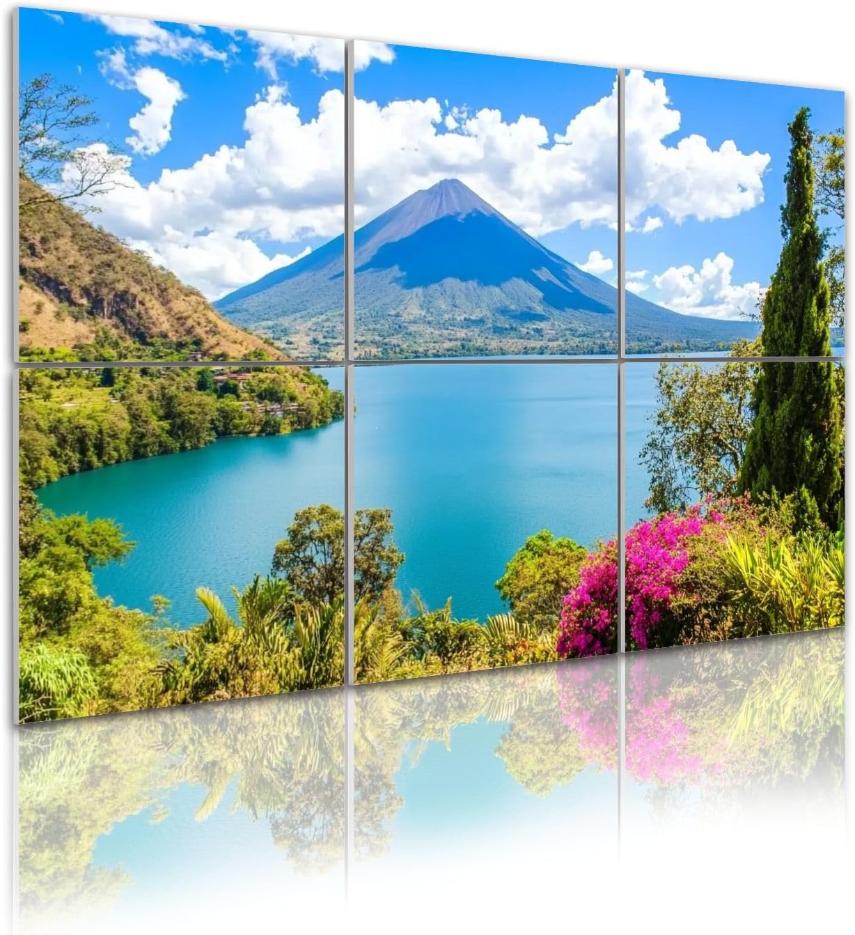 6 Pack Art Acoustic Panels Beautiful bay Lake Atitlan view to Volcano San highlands Guatemala Sound Absorbing Panel 48