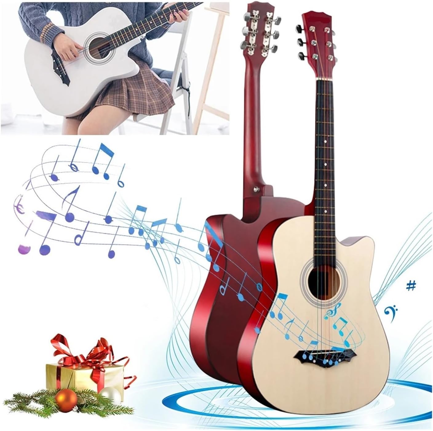 1pcs 38 Inches Guitar 6 Strings 18 Frets Folk Classical Guitar for Beginners to Practice Basswood Material Guitar