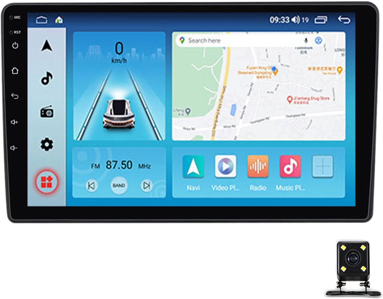 Double Din Car Stereo Receiver, 9 Inch Touch Screen Car Radio Bluetooth MP5 Player for Renault Sandero Dacia Duster Captur with Backup Camera Support Carplay/Auto/Mirror Link/DSP/USB