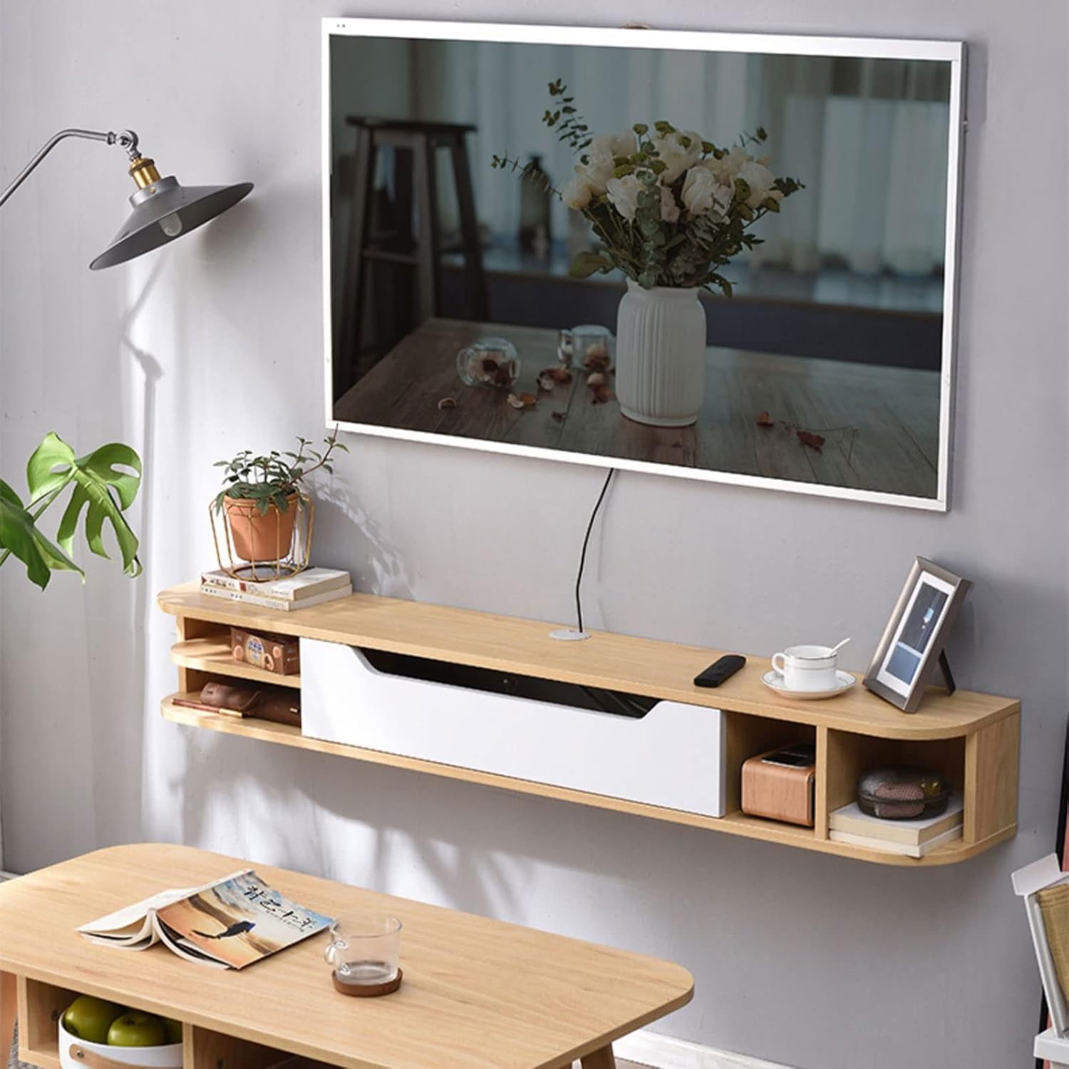 Wall Mounted TV Cabinet Wall Shelf Floating Shelf TV Stand TV Media Console Utility Shelve Gaming Shelf Open Shelf Book Shelf Storage Cabinet Wall Mount Corner Shelves Wall Cabinet Home Décor