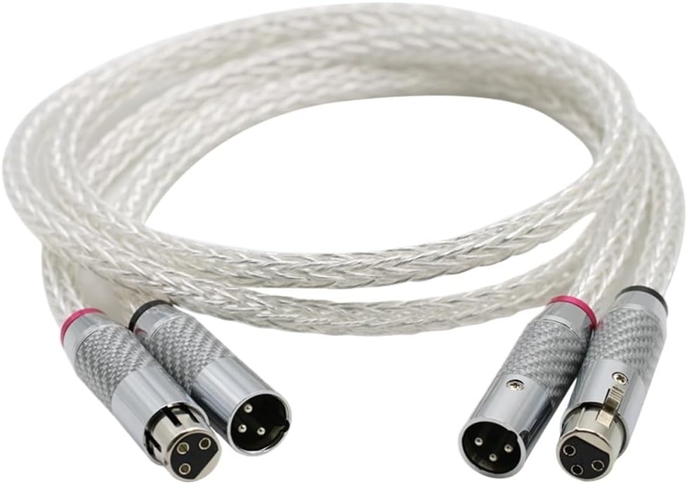 H&*igh qu>ality Hi-End 8AG Silver Plated OCC 16 Strands Audio Cable with Carbon Fiber 3pins XLR Balanced Cable(White Carbon Fiber,1m)