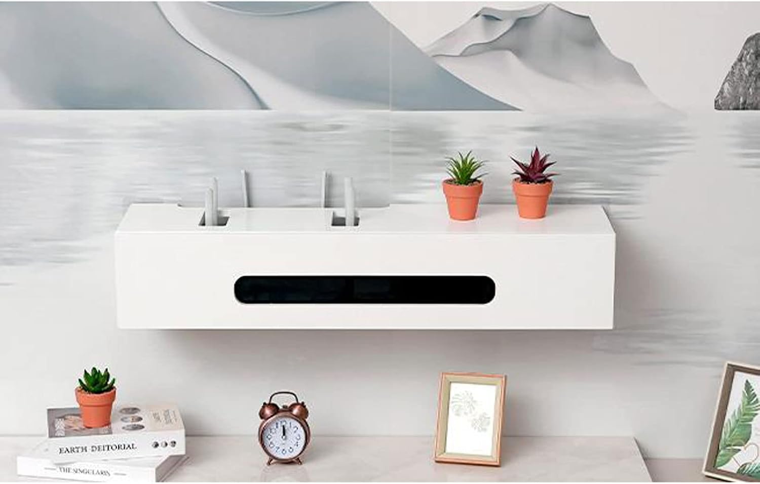 Wall Shelf Floating Shelf Wall Mounted TV Cabinet TV Stand TV Console Display Shelf Wall Power Outlet Multimedia Storage Shelf Decoration Shelf Wall Mount Corner Shelves Wall Unit Decor