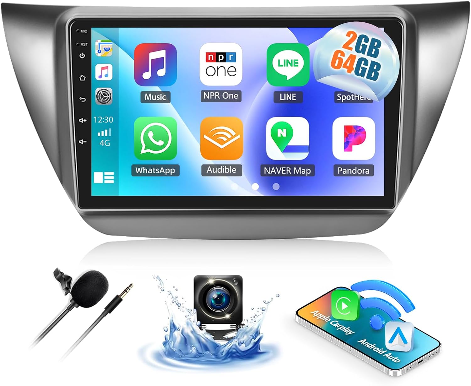 2G+64G Android 13 Car Radio Stereo for Mitsubishi Lancer 2002-2007 with Wireless CarPlay Android Auto, 9