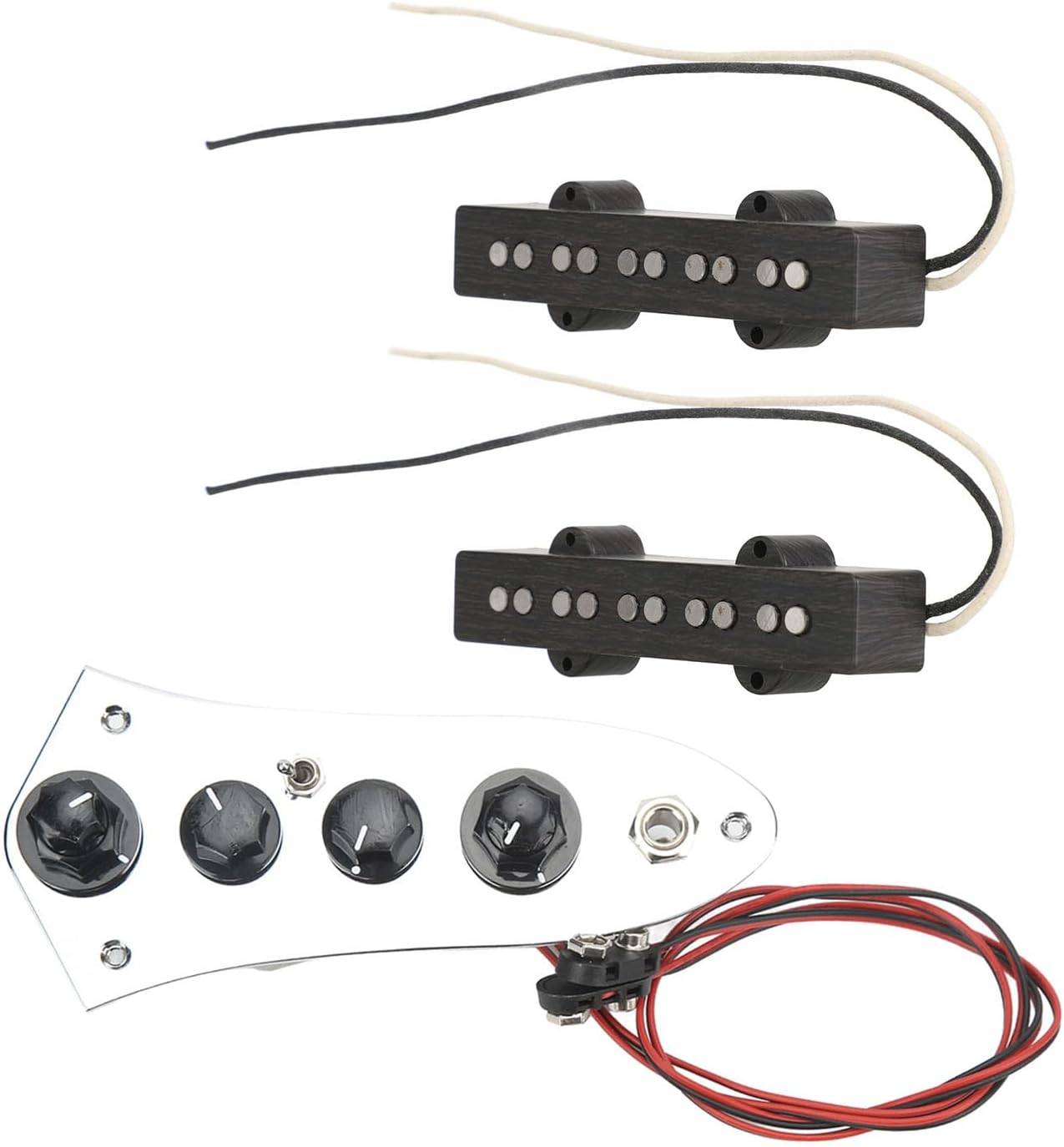 Guitar Bass Pickup Set, Standard Replacement 5 String, Metal Plastic Wired Bass Control Board Kit - Durable Construction, Noise Free Performance, Easy Installation for Jazz Bass
