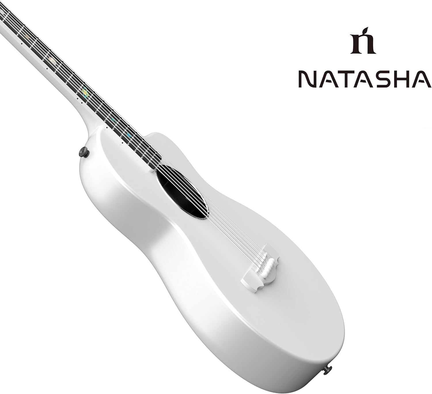Natasha Asteroid Carbon Fiber 38-inch White Folk Guitar,Acoustic Guitars/Travel Guitars,Integrated Casting With Carbon Fiber Composite Material, light and portable