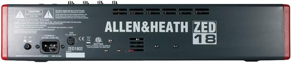 Allen & Heath ZED-18 Multipurpose Mixer for Live Sound and Recording Bundle w/ 4-Pack Pig Hog PHM10 8mm Mic Cable and Liquid Audio Polishing Cloth