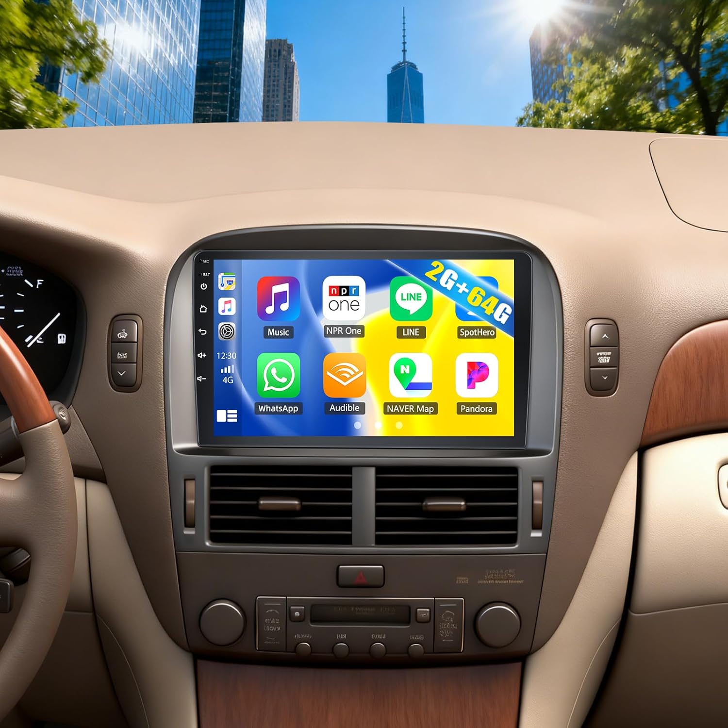 [2+64G] Android 13 Car Stereo for Lexus LS430 2001 2002 2003 2004 2005 2006 with Wireless Carplay&Android Auto,9 Inch Touch Screen Car Radio with Mirror Link Bluetooth FM/RDS Radio WiFi GPS EQ SWC