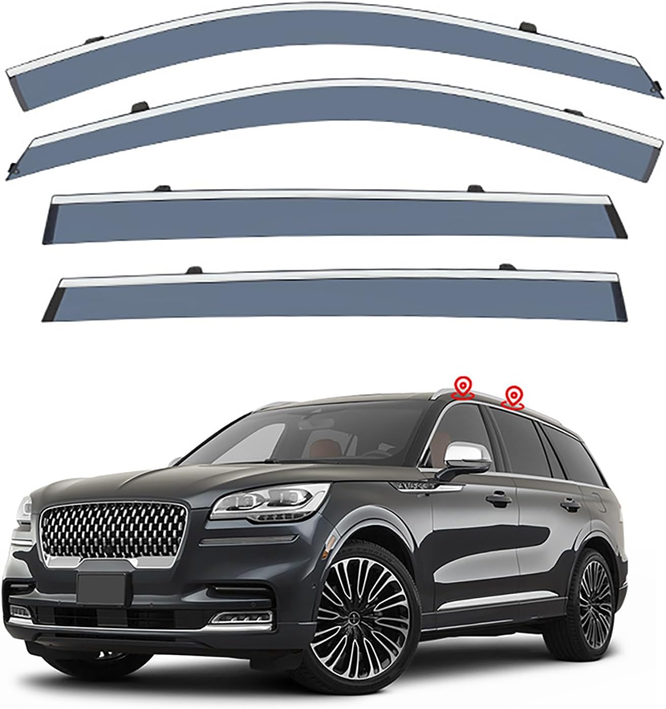 Car Wind Deflectors for Lincoln Aviator MK2-U611 2020-2024, Car Window Rain Guard Shied Deflectors Sun Visors Accessories