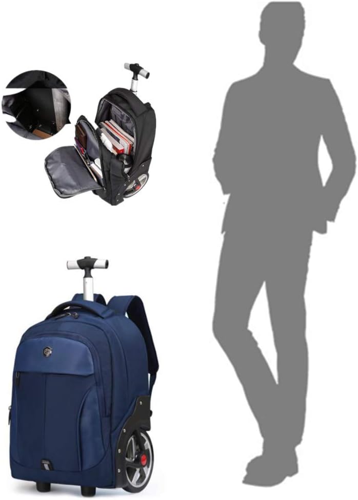 Beauty tools Travel Trolley 18Cm Wheel Multi-Function Backpack Thick Sponge Shoulder Strap Anti-Theft and Anti-Rust Nylon Waterproof The Capacity is About 48L, 36X25x54cm,Blue (Blue)