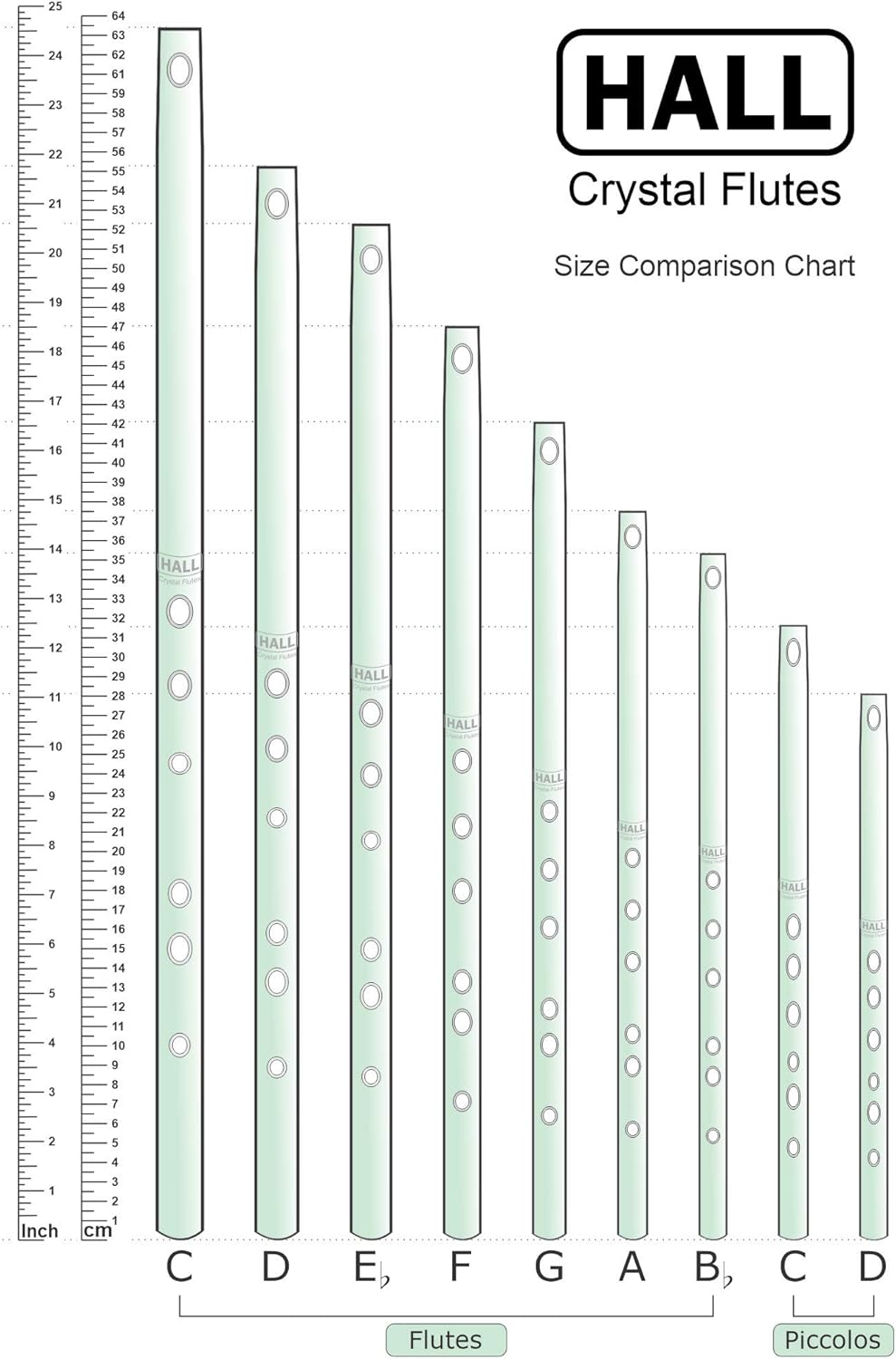Hall Crystal Flute 22205 - Offset Glass Flute in D - Taj Mahal
