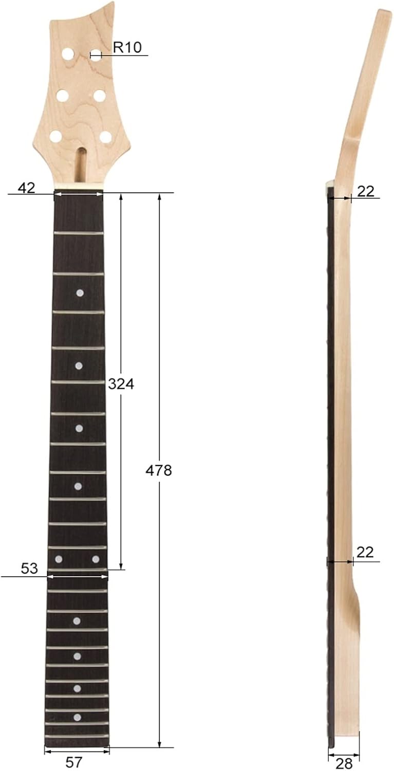 Electric Guitar Neck 22 Frets Maple 25.51 Inch Bolt On with Truss Rod Matt Finished Guitar ​Neck Replacement (Color : 01)