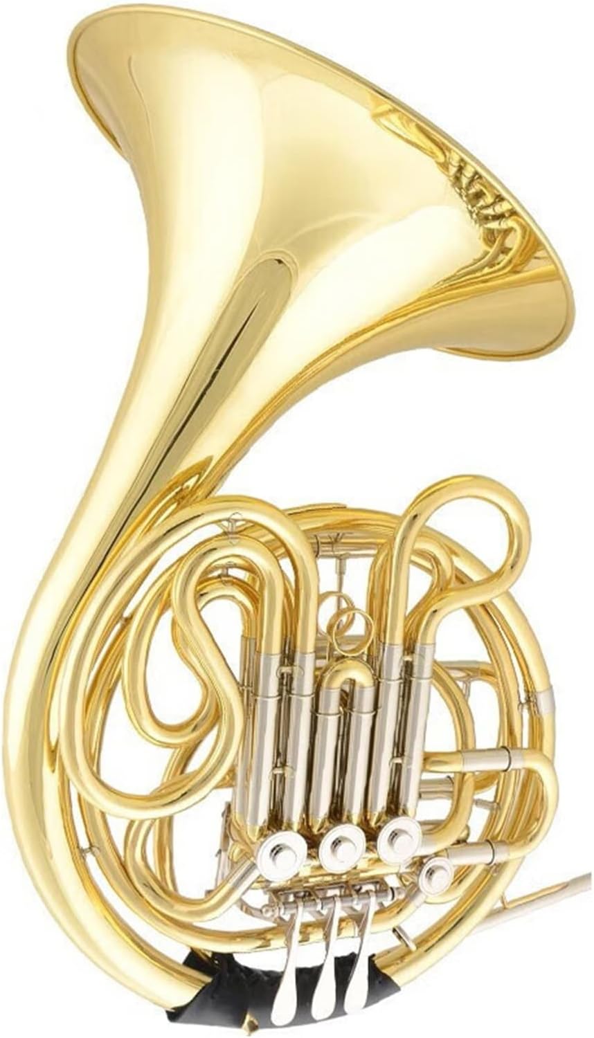 Double row 4 key French horn lacquered gold professional performance instrument