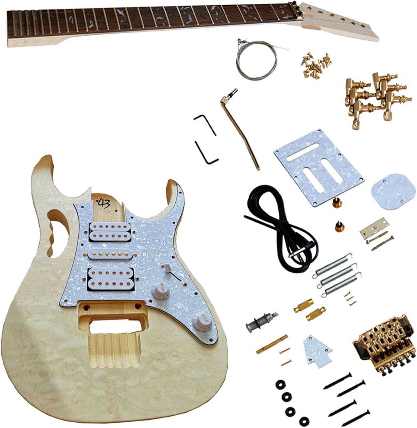 DIY Electric Guitar Kit Unfinished Guitar Body Rosewood Fingerboard Maple Neck Complete DIY Electric Guitar Accessories Kit