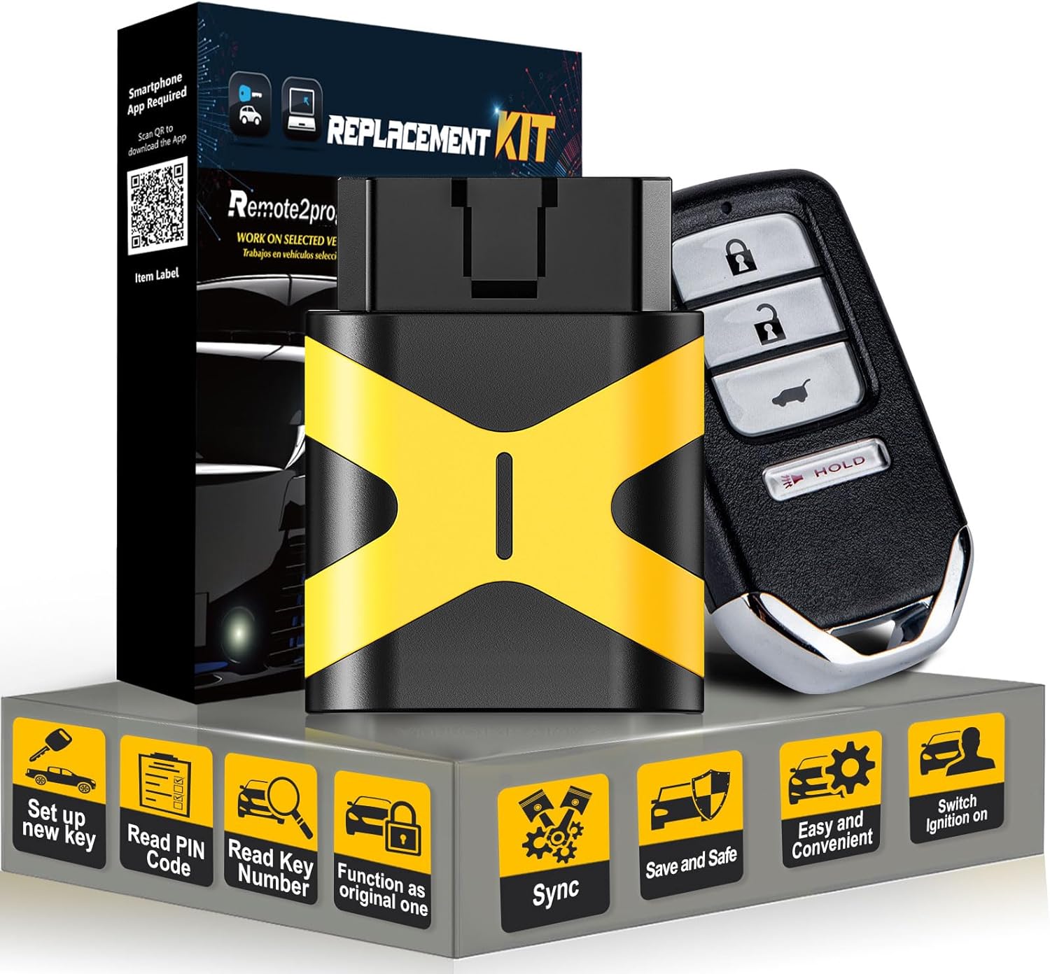 Smart Key Fob Program Kit Replacement for 2016-2020 Honda HR-V Keyless Entry Remote Control 47 Chip KR5V1X (1pcs DIY KIT)