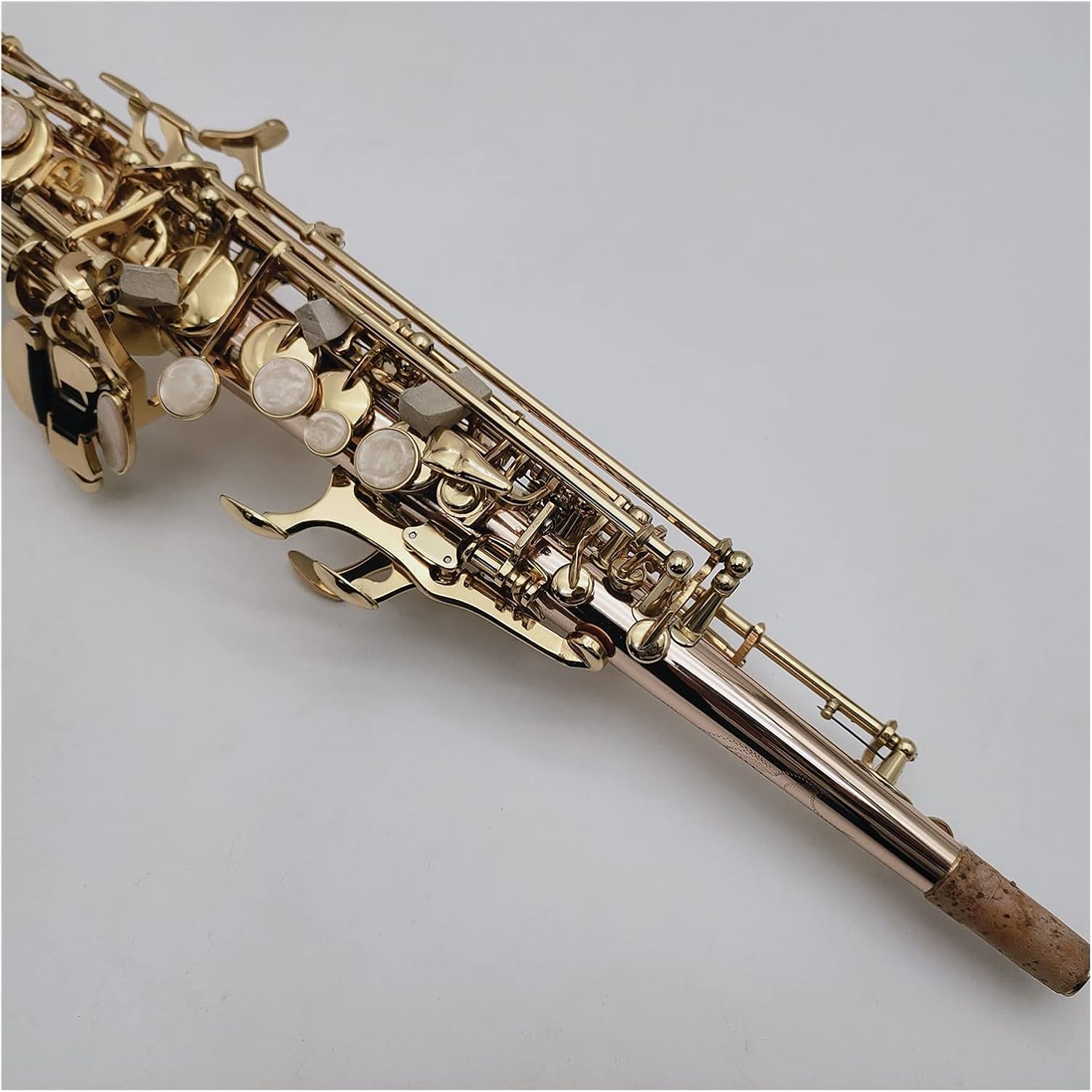Soprano Saxophone B Flat Phosphor Bronze Copper Musical Instruments Professional with Case Mouthpiece Student Saxophone (Color : Light Grey)