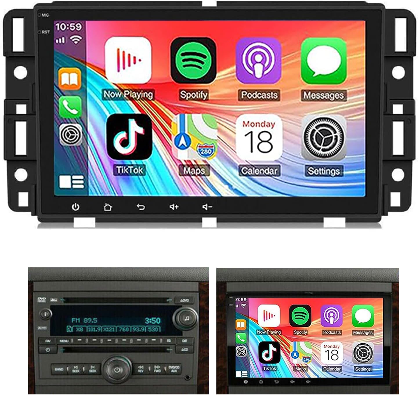2+32G Car Radio for GMC Yukon 2007-2014 Wireless Carplay & Android Auto 8 Inch IPS Touch Screen for GMC Yukon Car Stereo BT FM in Dash GPS WiFi SWC