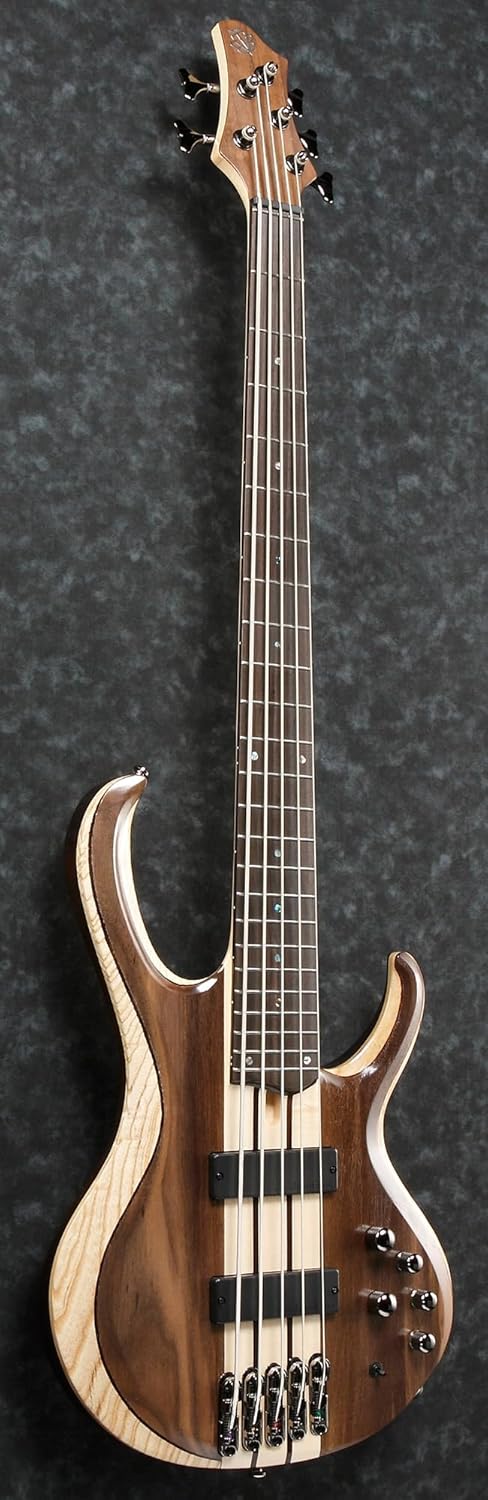 Ibanez BTB745 Standard 5-String Bass Guitar - Natural Low Gloss Bundle with Gig Bag, Strap, Instrument Cable, Austin Bazaar Instructional DVD, and Polishing Cloth
