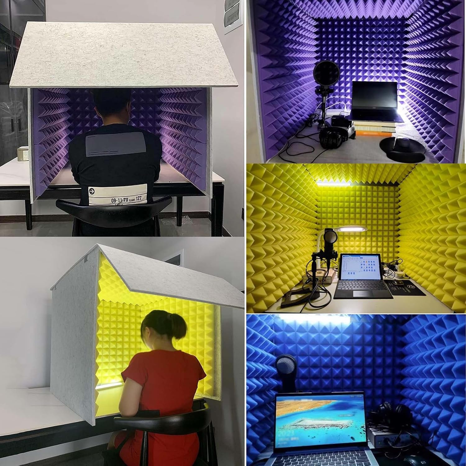 Microphone Isolation Room Box, Desktop Soundproofing Enclosure, Simple Soundproofing Room for Home Studio (Blue)