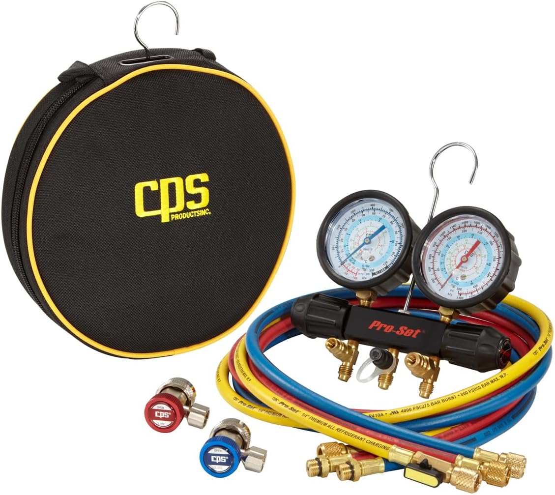 CPS Products MT7I7A6Q A/C Manifold Gauge Set