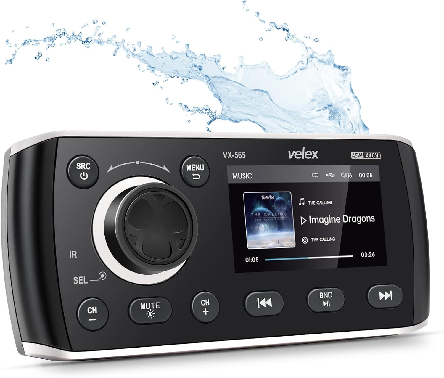 Marine Bluetooth Stereo Audio/Video Receiver AM FM Radio, MECH Less for Yacht, Power Sport