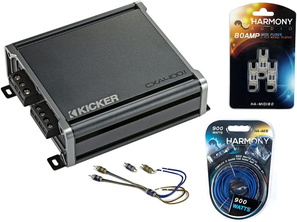 Kicker 43CXA3001 Car Audio Sub Amp CXA300.1 & 8 GA Amplifier Accessory Kit Bundle