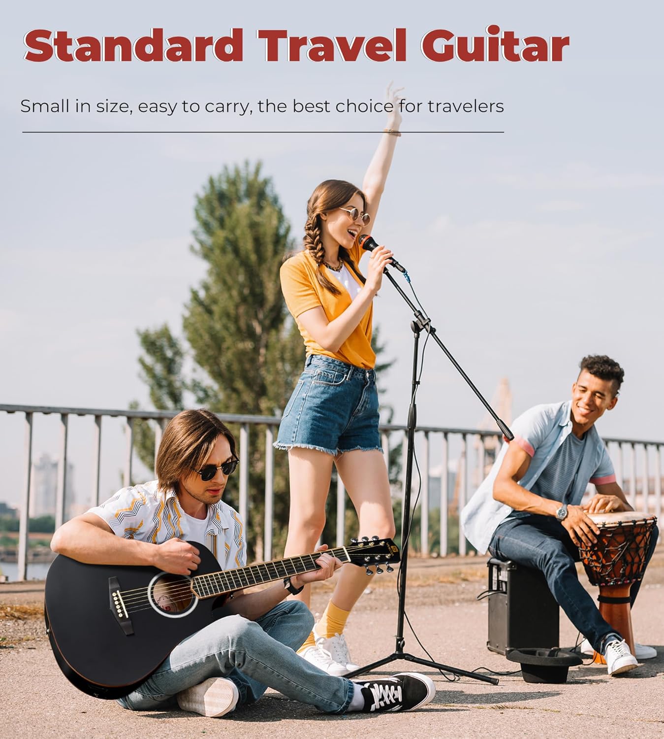 Vangoa 3/4 Acoustic Electric Guitar Kit for Beginners, 36 Inch Acoustic Cutaway Guitar Junior Size Travel Acustica Guitarra Bundle for Adults, Teens, Upgraded Starter Kit, Black Matte