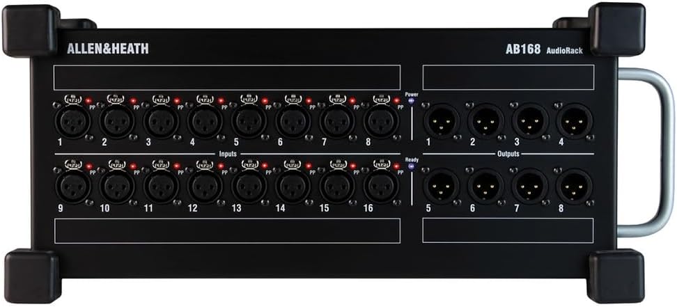 Allen & Heath AH-AB-168 48kHz Portable AudioRack - 16in / 8out 48kHz Expander Bundle w/ 8-Pack Pig Hog PHM10 8mm XLR Microphone Cable and Liquid Audio Polishing Cloth