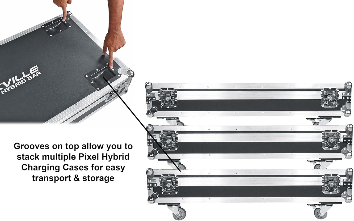 Rockville Pixel Hybrid Pack 6 Battery Powered Bar Wash/Strobe/Blinder Light Strips, RGB 5050 LEDs, Wireless DMX, Custom IR Remote, 10-Hour Battery, Charging Case, for DJs and Stage Lighting