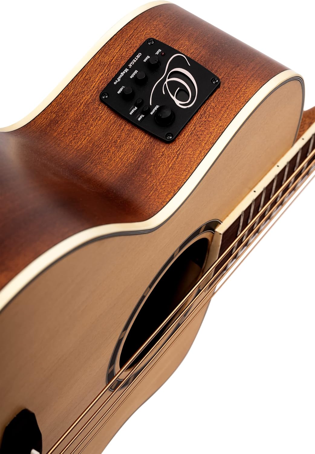 Ortega Guitars Deep Series 4 String Acoustic Bass Guitar, Right-handed, Natural, (D7CE-4)