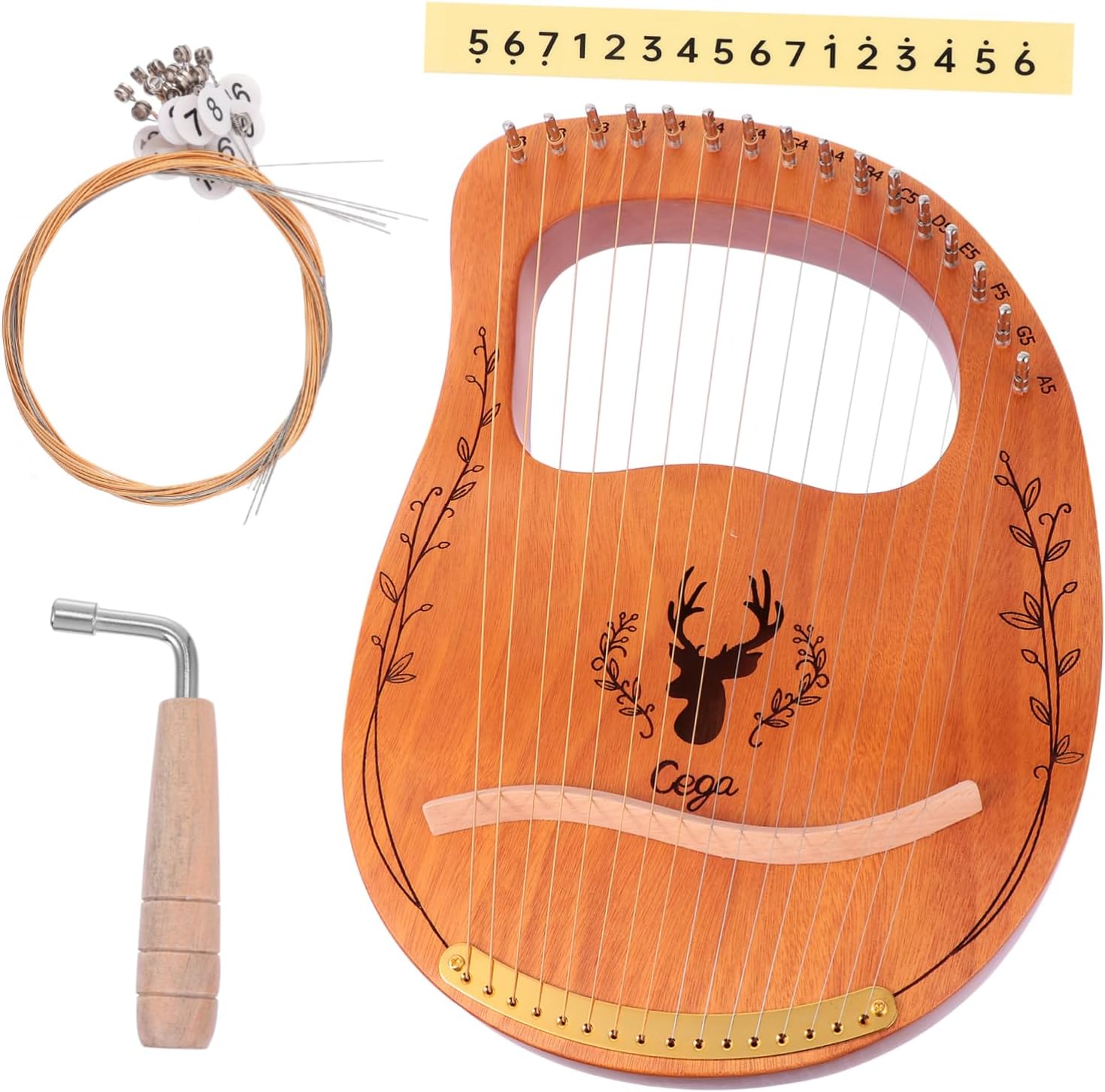 Totority 1set String Lyre Harp Portable Solidwood Musical Instrument for Beginners Strings for Bright Melodies for Relaxation and Learning
