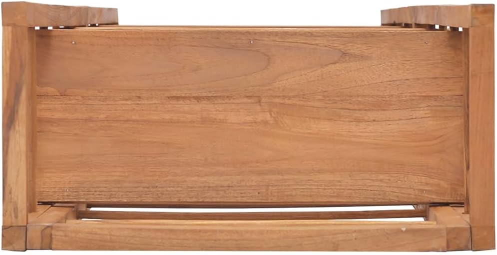 Solid Teak Wood Shelving Unit, 4-Shelf Adjustable Storage Bookcase, 11.8