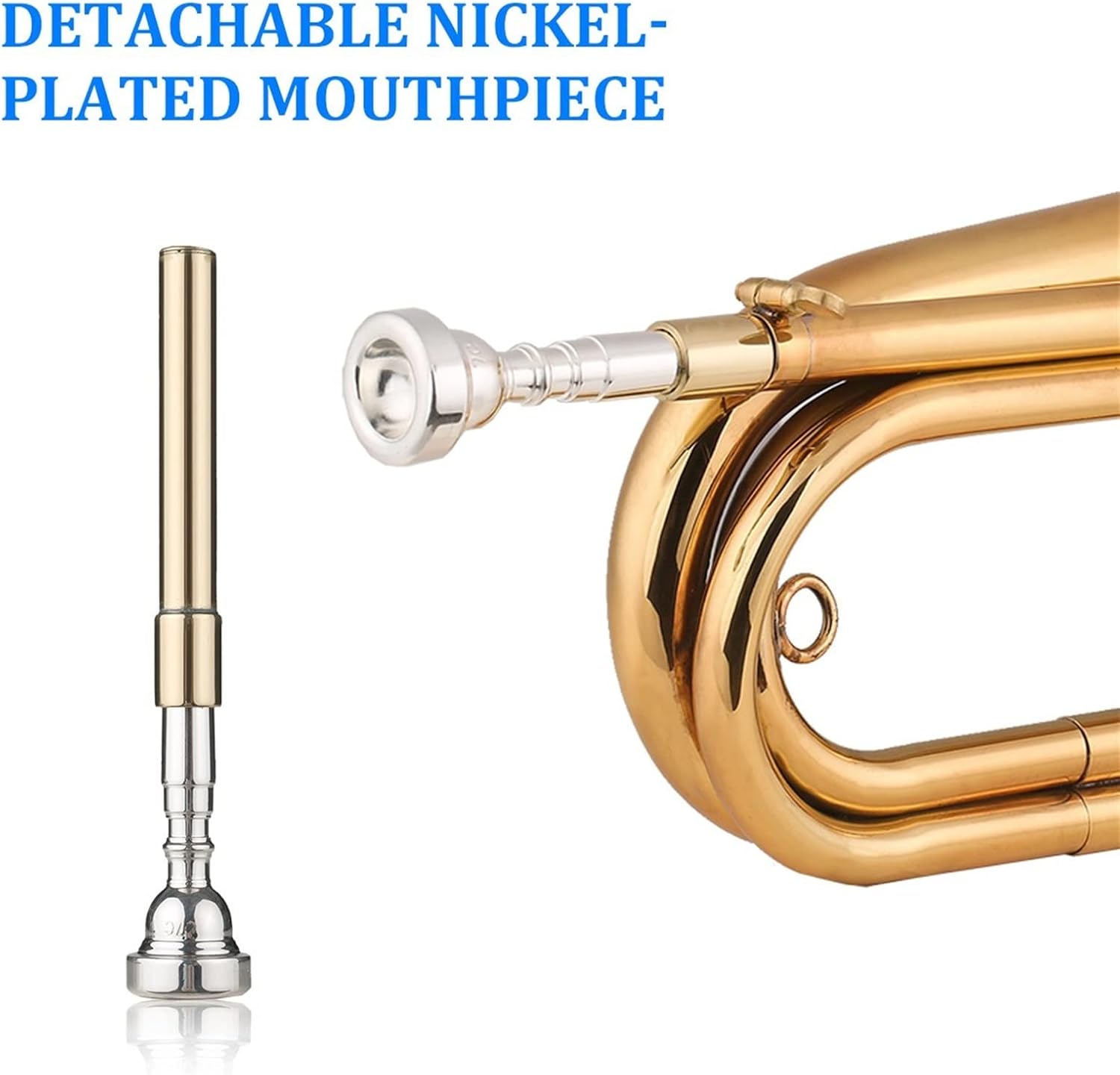 KESHUO Brass Bugle Call Gold-Plated Trumpet Cavalry Horn & Mouthpiece Bag Musical Instrument for School Band Military Orchestra Trumpets