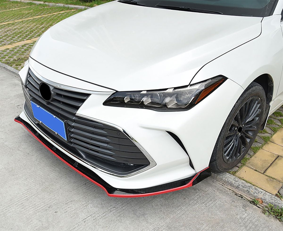 Car Accessories Compatible with Toyota Avalon 2019 2020 2021 2022 Front Lip Spoiler Body Kit Spoiler Splitter Molding Cover Trim ABS 3PCS(Carbon Fiber and red)