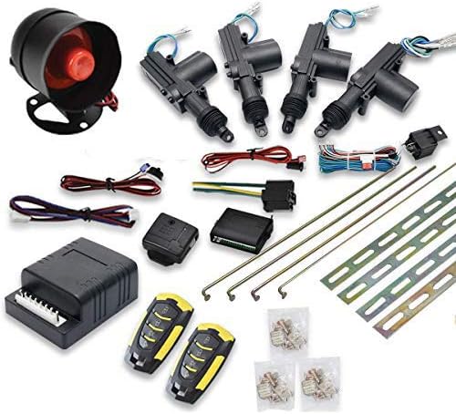 Car Remote Central Locking Kit 4 Doors Keyless Entry System + Anti-theft Alarm Immobiliser System with Shock Sensor Universal Fits for All Ca