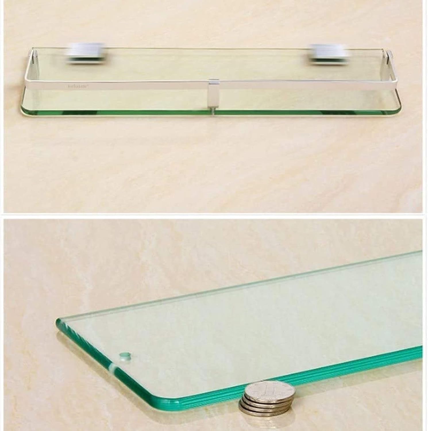 Bathroom Wall Shelf, 3 Tier Glass Organizer Shelves, Bathroom Corner Shower Shelves, Wall Mount Aluminum Glass Shelf Triangle Rack 7mm.(250mm)