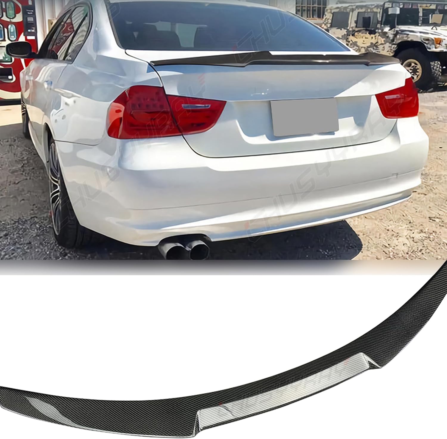 CHUSYYRAY Spoiler Wing Compatible with BMW E93 3 Series Sedan 2007 2008 2009 2010 2011 2012 Rear Spoiler Exterior Rear Spoiler Kit, Car Exterior Accessories for Men Women (Carbon Fiber Pattern)
