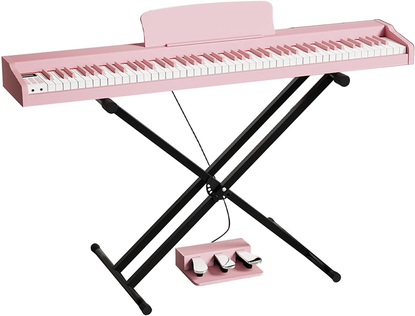 88 Key Weighted Action Digital Piano Grade Hammer Action Keyboard For Beginners And Professional With Stand, Triple Pedal, Carrying Bag And Music Sheet(Pink)