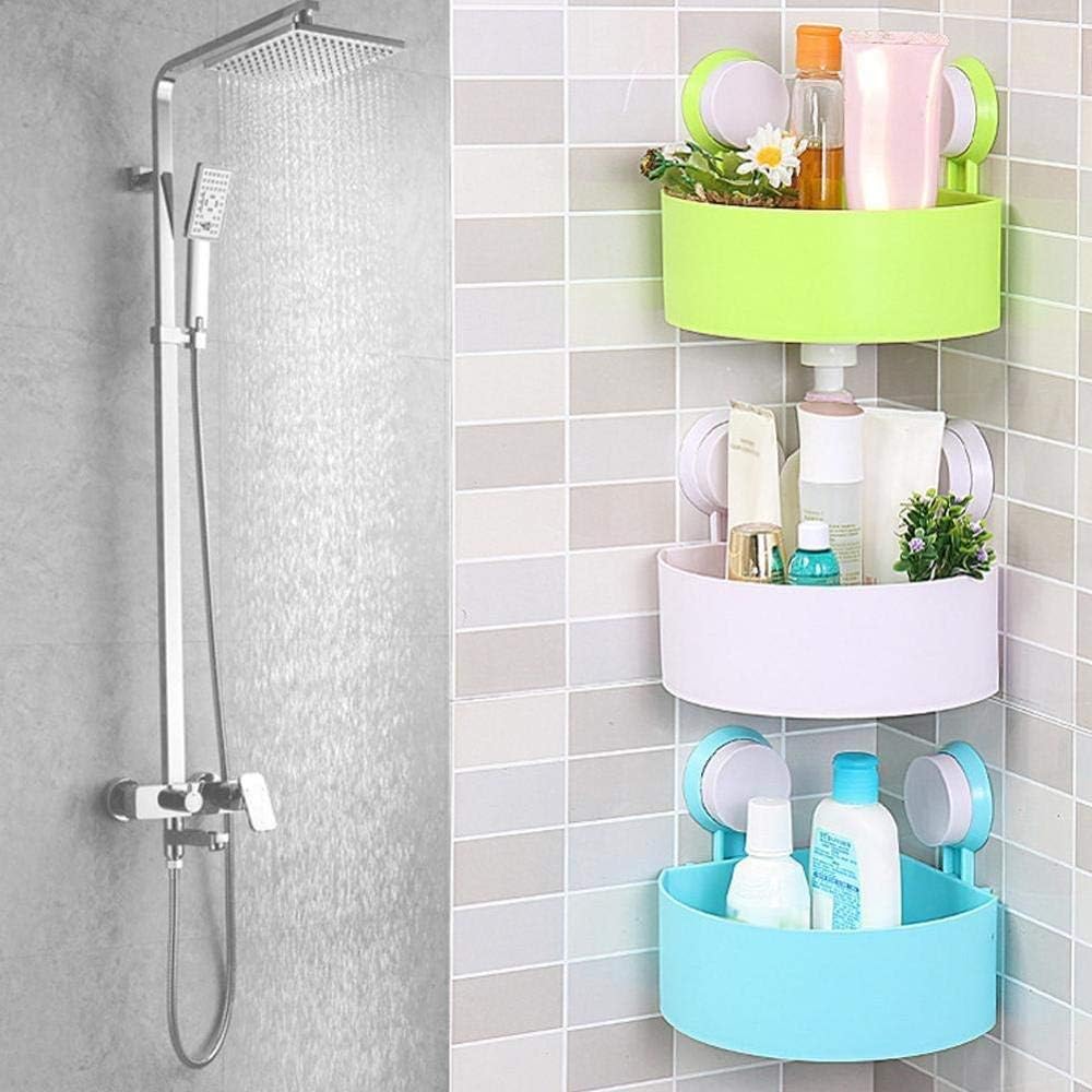 Bathroom Corner Storage Rack Organizer Shower Wall Suction Home with Shelves Corner Shelf Bathroom Cup Kitchen(Color:B)