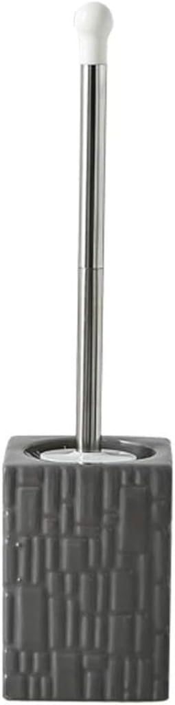 Toilet Brush Toilet Brush Ceramic Base Toilet Brush and Bracket Bathroom Toilet Toilet Brush Set Stainless Steel Long Handle Toilet Brush and Holder (Color : Black) (Gray)